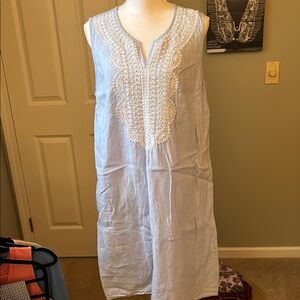 J. Jill Sky Blue Dress with White Detailing